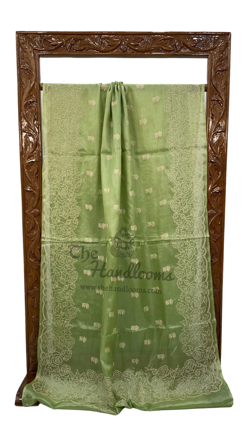 Tussar Silk Handloom Banarasi Saree With Chikankari - The Handlooms