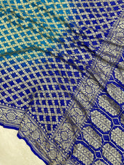 Dual Shade Pure Georgette Banarasi Bandhej Handloom Saree - The Handlooms