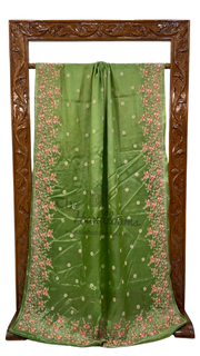 Tussar Silk Handloom Banarasi Saree With Chikankari - The Handlooms