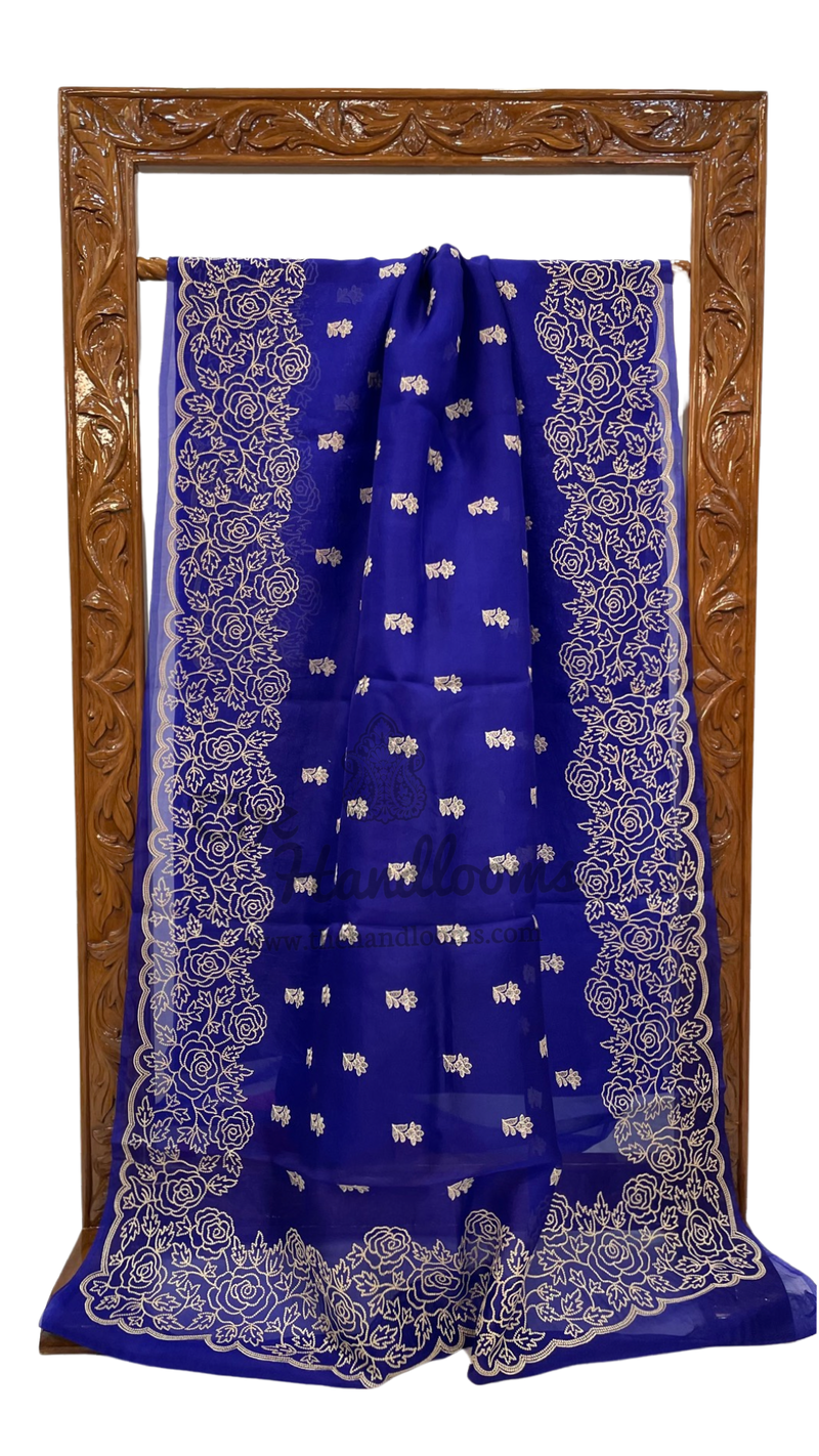Organza Chikankari Handloom Banarasi Saree - The Handlooms