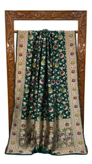 Pure Katan Silk Banarasi Handloom Saree - All over Jaal work with Meenakari - The Handlooms