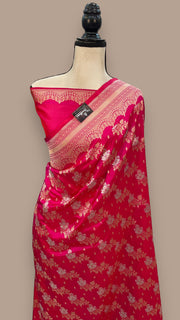 Pure Katan Silk Banarasi Handloom Saree - All over Sona Roopa Jaal work - The Handlooms