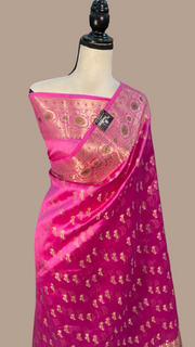Pure Dupion Silk Banarasi Saree - Gold Zari - The Handlooms