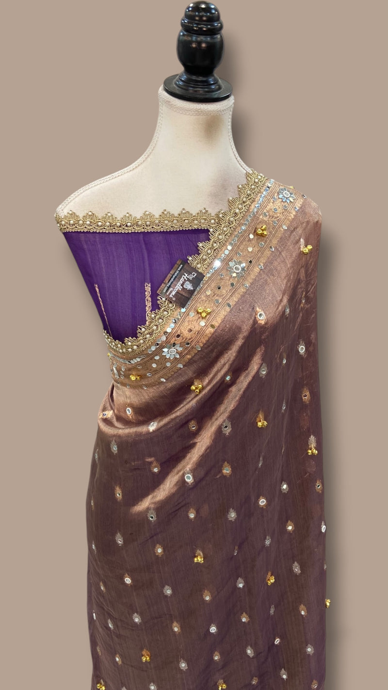 Pure Kora Tissue Silk Handloom Banarasi Saree - Handwork