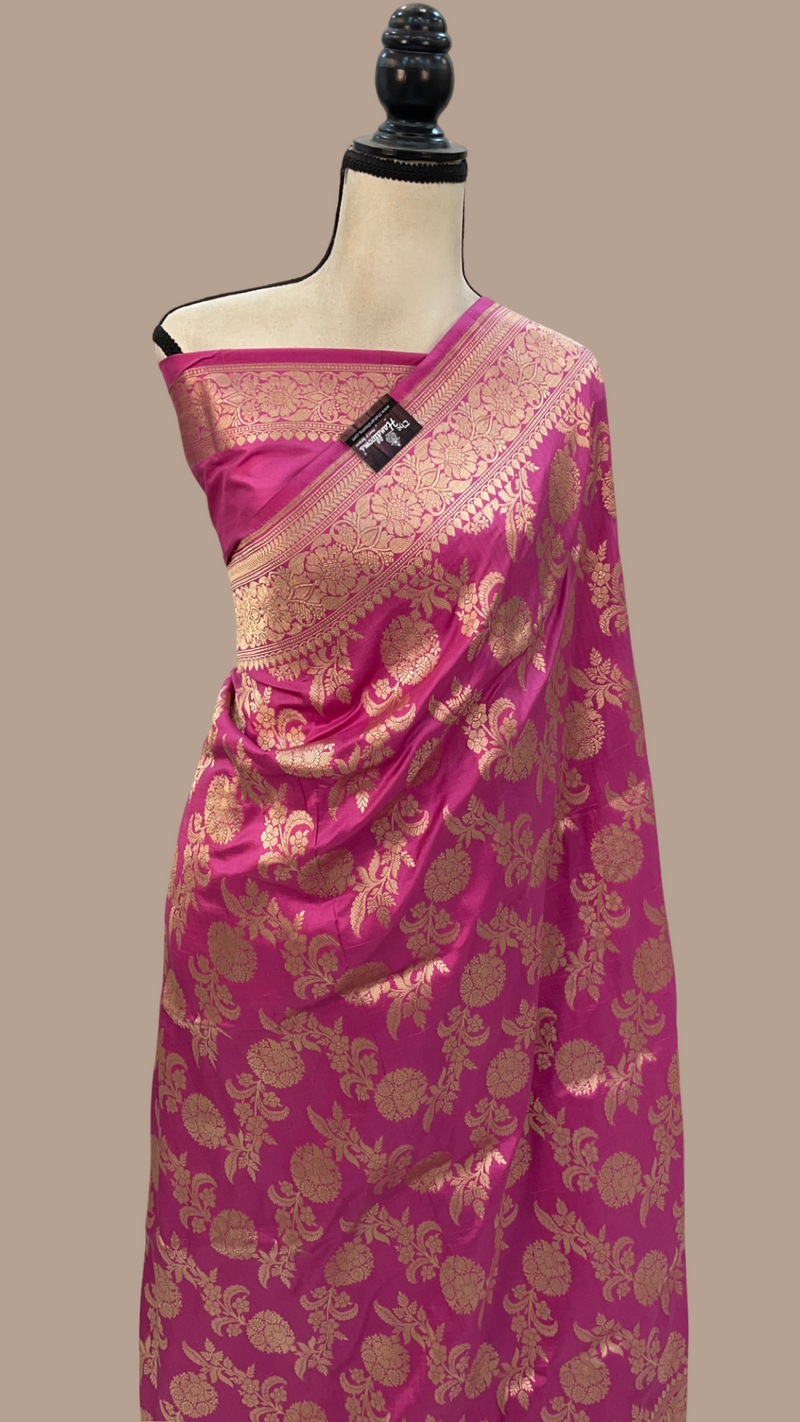 Pure Katan Silk Banarasi Handloom Saree - All over Jaal work - The Handlooms