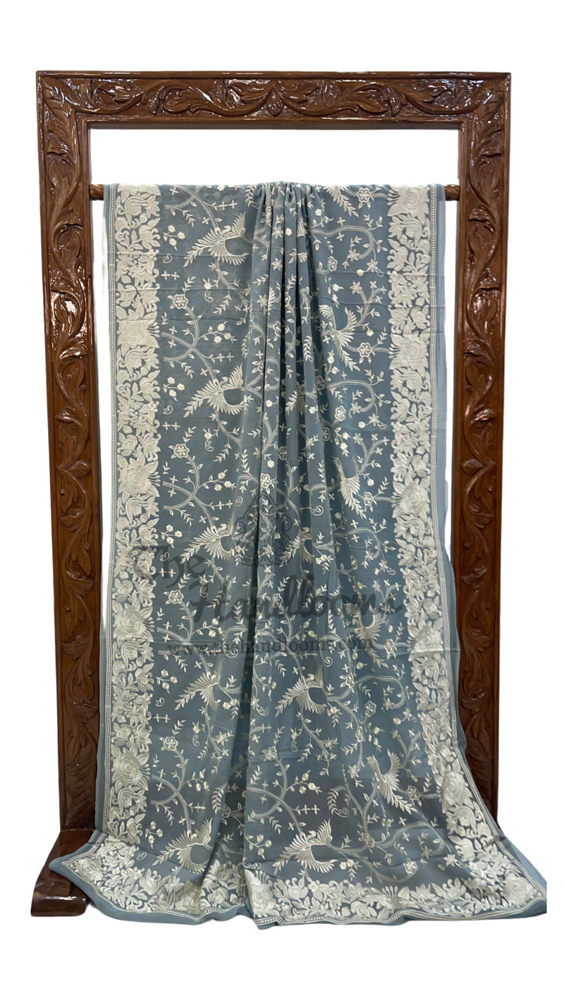 Pure Organza Chikankari Handloom Banarasi Saree - The Handlooms