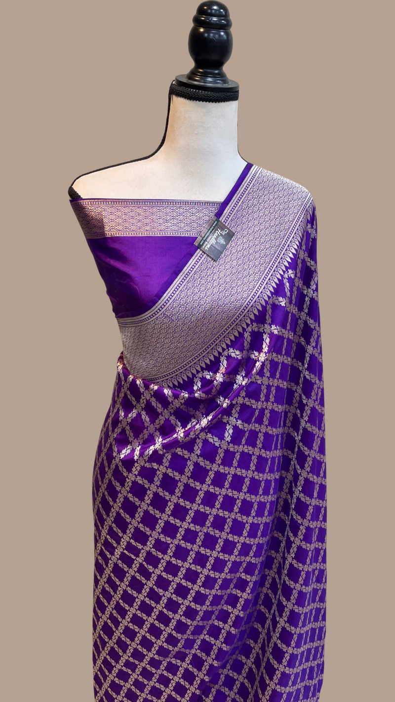 Pure Katan Silk Banarasi Handloom Saree - All over Jaal work - The Handlooms