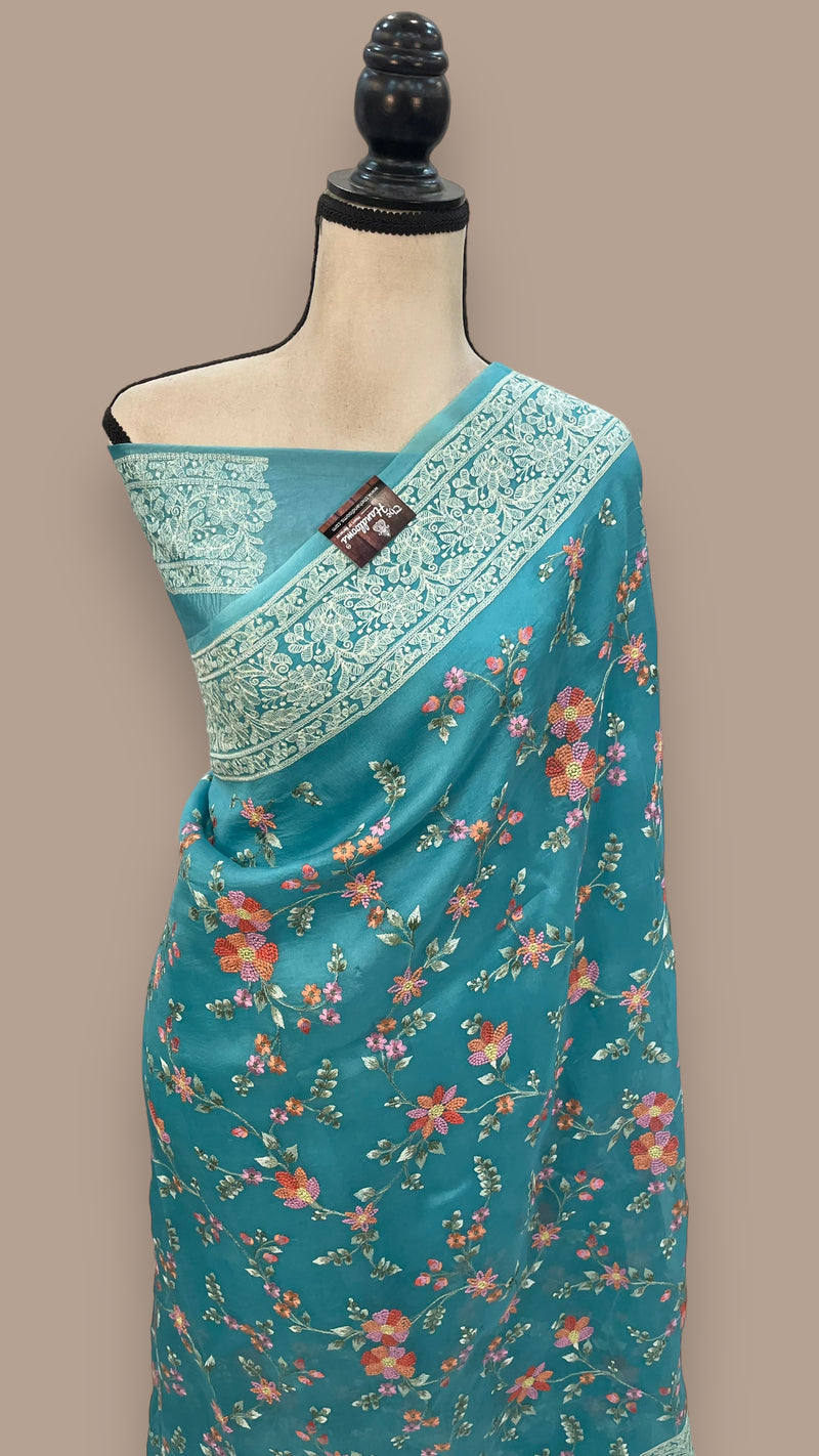 Pure Organza Chikankari Handloom Banarasi Saree - The Handlooms