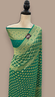 Pure Georgette Banarasi Bandhej Handloom Saree - The Handlooms