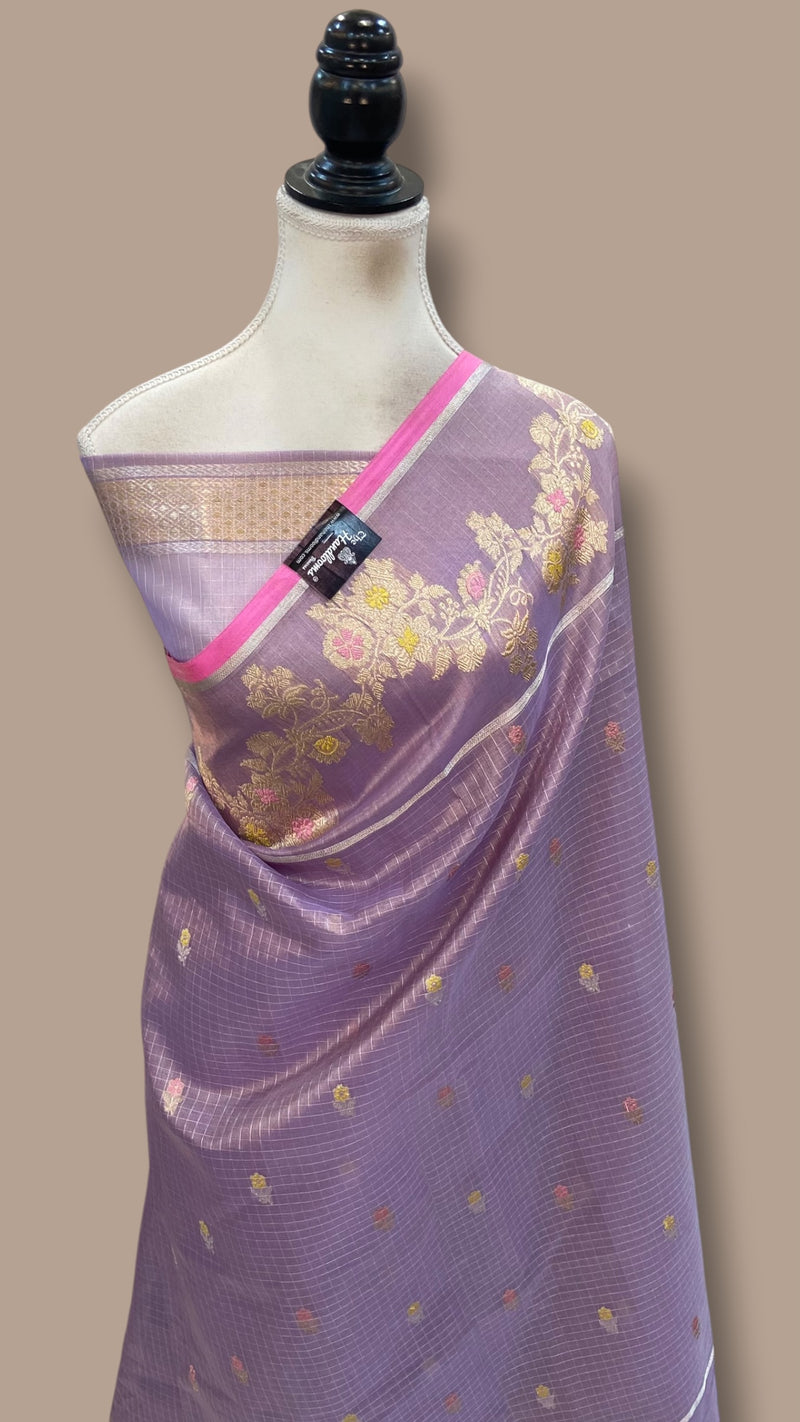 Pure Kora Silk Handloom Banarasi Saree - All Over Kadua Motifs