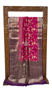 Pure Chiniya Silk Handloom Banarasi Saree with Chikankari - The Handlooms