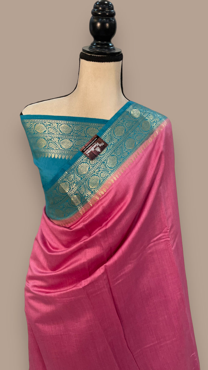 Pink Pure Chiniya Silk Handloom Banarasi Saree - The Handlooms