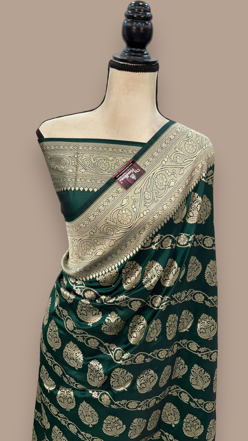 Pure Katan Silk Banarasi Handloom Saree - All Over Jaal Work - The Handlooms