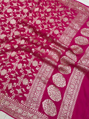 Pure Khaddi Georgette Dupatta - water zari - The Handlooms