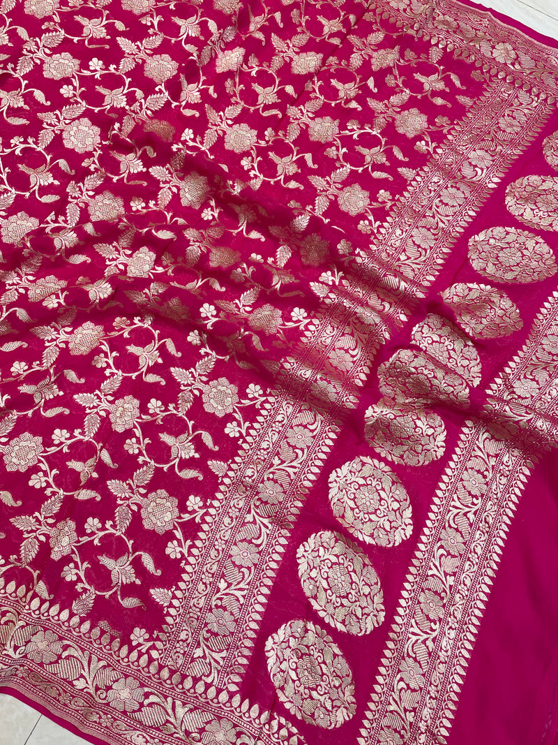 Pure Khaddi Georgette Dupatta - water zari - The Handlooms