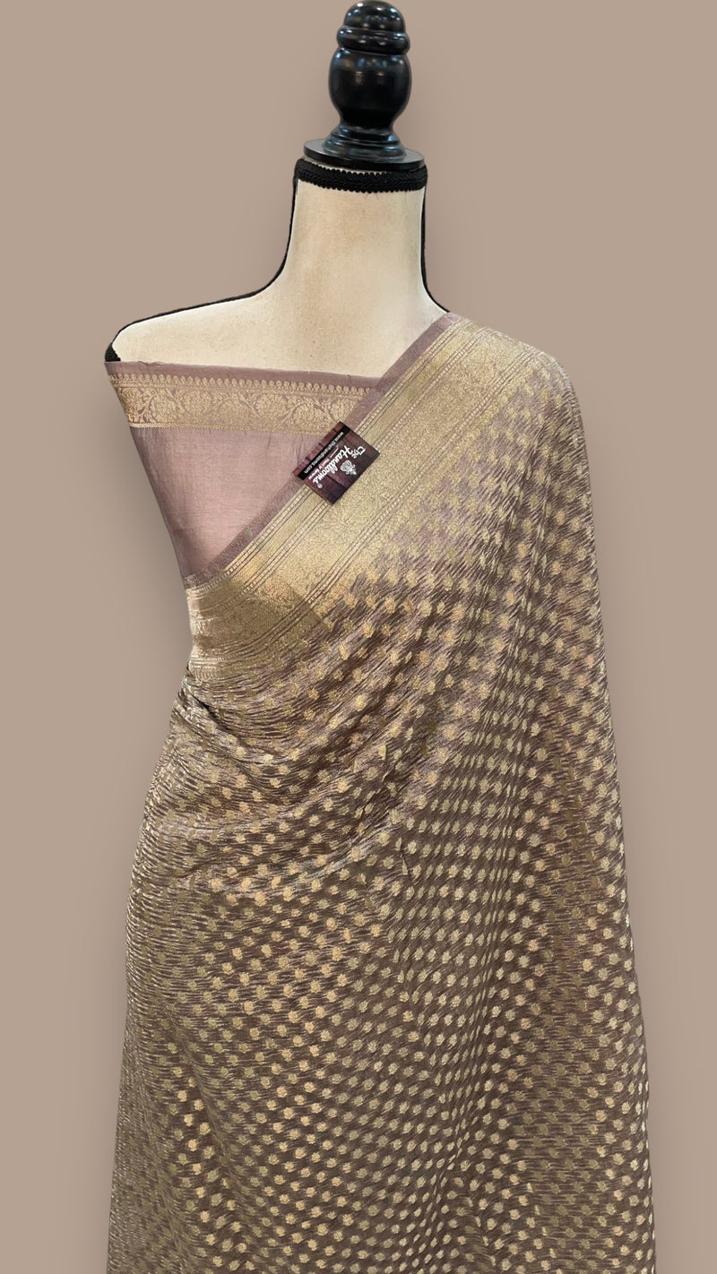 Pure Kora Tissue Crush Handloom Banarasi Saree - The Handlooms