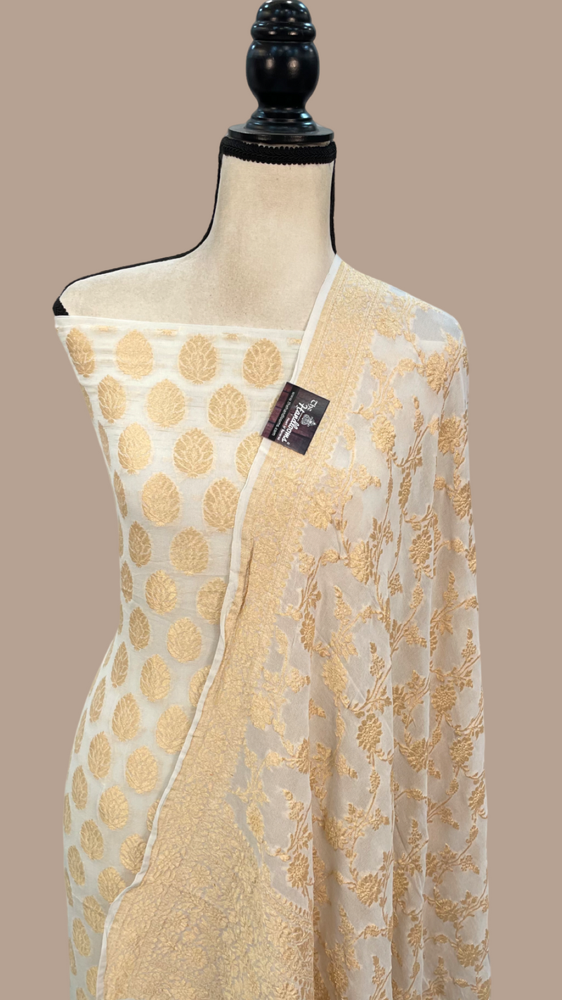 Pure Khaddi Georgette Banarasi Dress material - The Handlooms