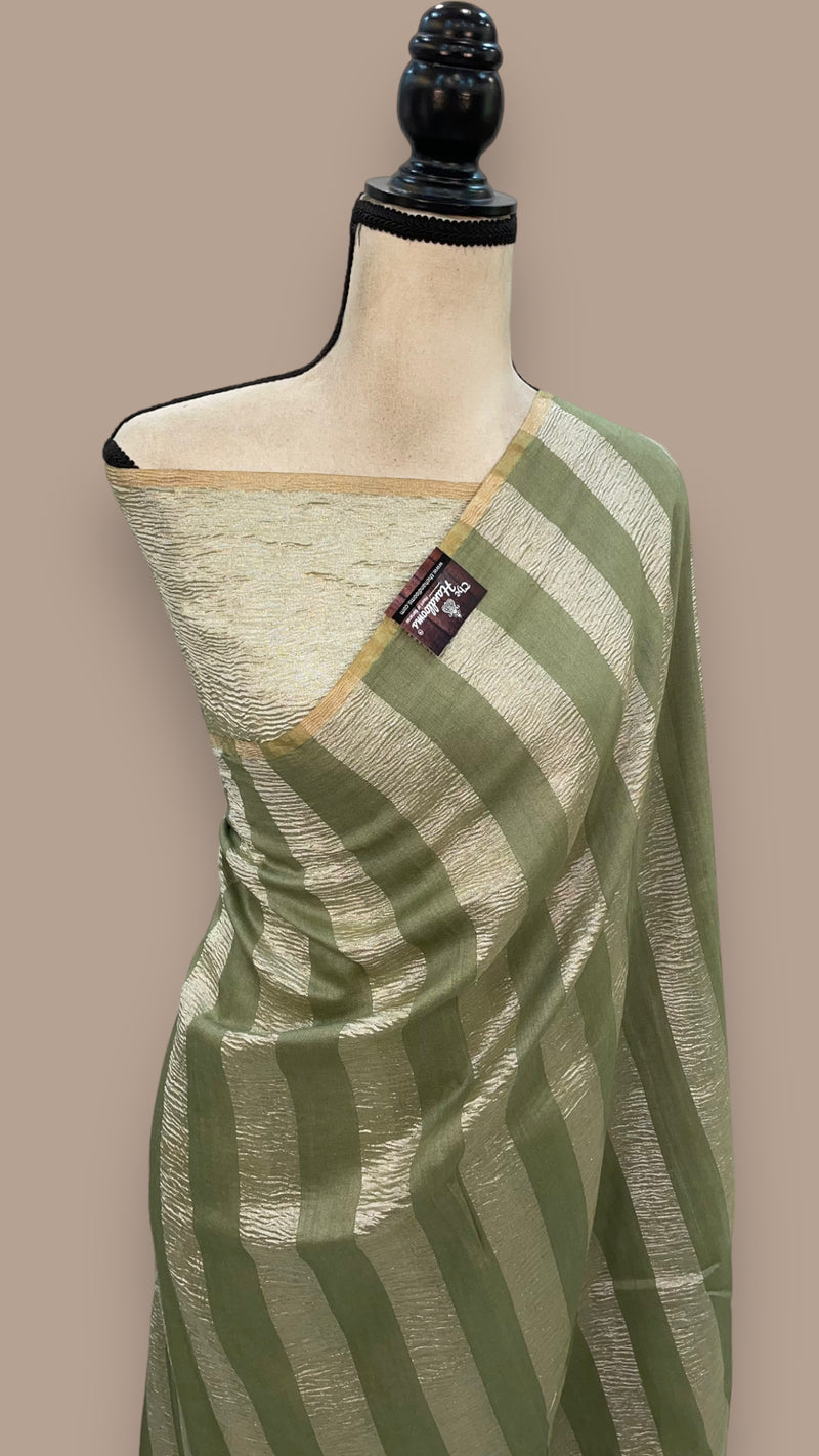 Pure Moonga Tissue Silk Banarasi Handloom Saree - The Handlooms