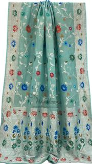 Tussar Georgette Handloom Banarasi Saree - The Handlooms