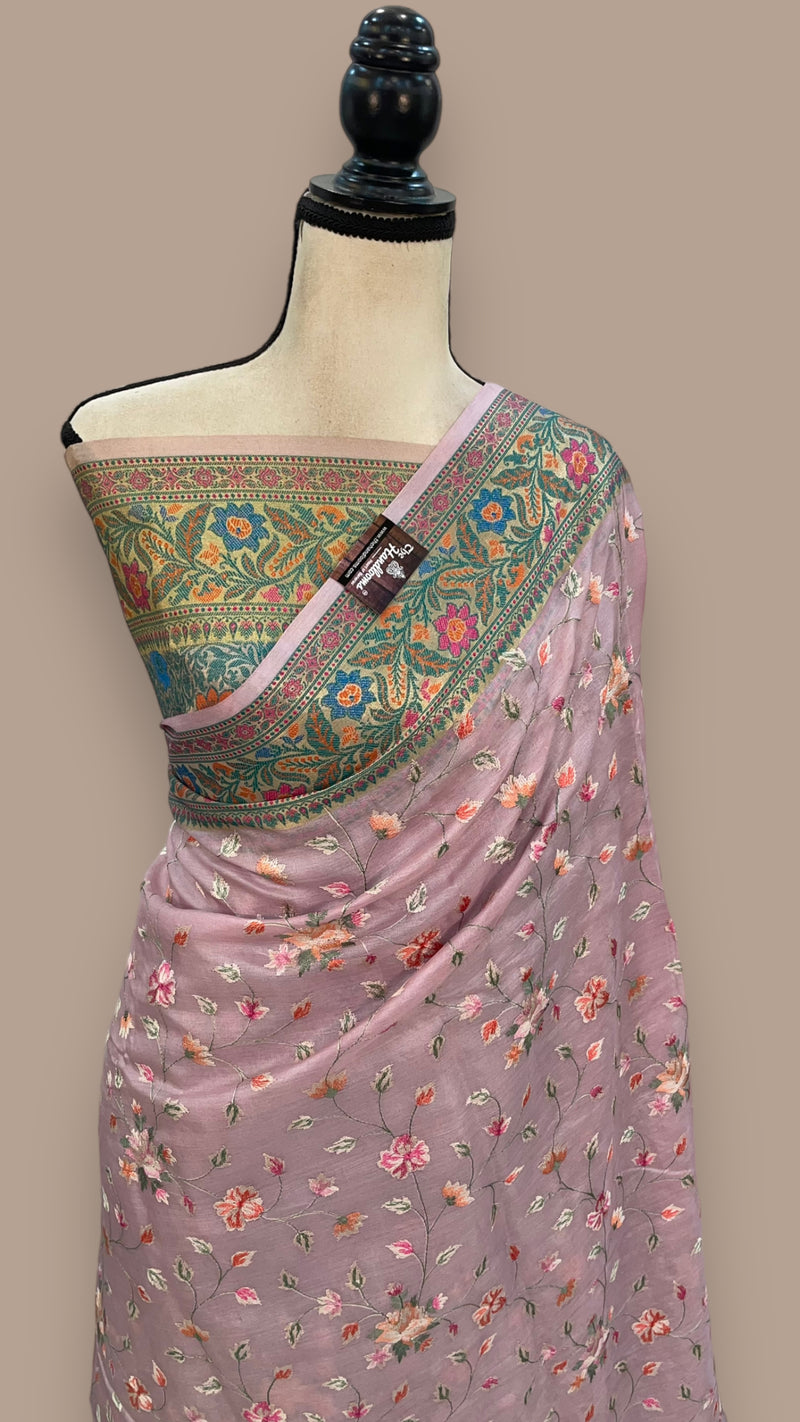 Tussar Silk Handloom Banarasi Saree With Chikankari - The Handlooms