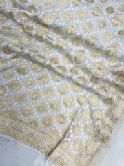 Pure Khaddi Georgette Dupatta with water zari - The Handlooms