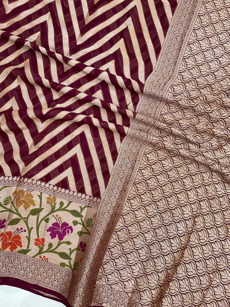 Pure Chiffon Khaddi Banarasi Saree - The Handlooms