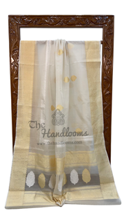 Pure Kora Handloom Banarasi Saree - Sona Roopa Alfi Kadua Boota - The Handlooms