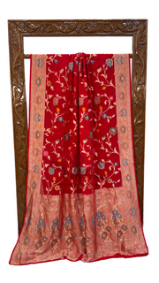 Khaddi Georgette Handloom Banarasi Saree - All over Jaal Work With Meenakari - The Handlooms