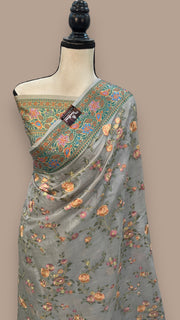 Tussar Silk Handloom Banarasi Saree With Chikankari - The Handlooms