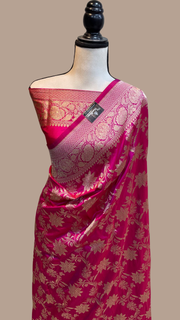 Pure Katan Silk Banarasi Handloom Saree - All Over Jaal Work - The Handlooms