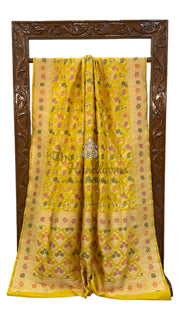 Pure Katan Silk Banarasi Handloom Saree - All over Jaal work with Meenakari - The Handlooms