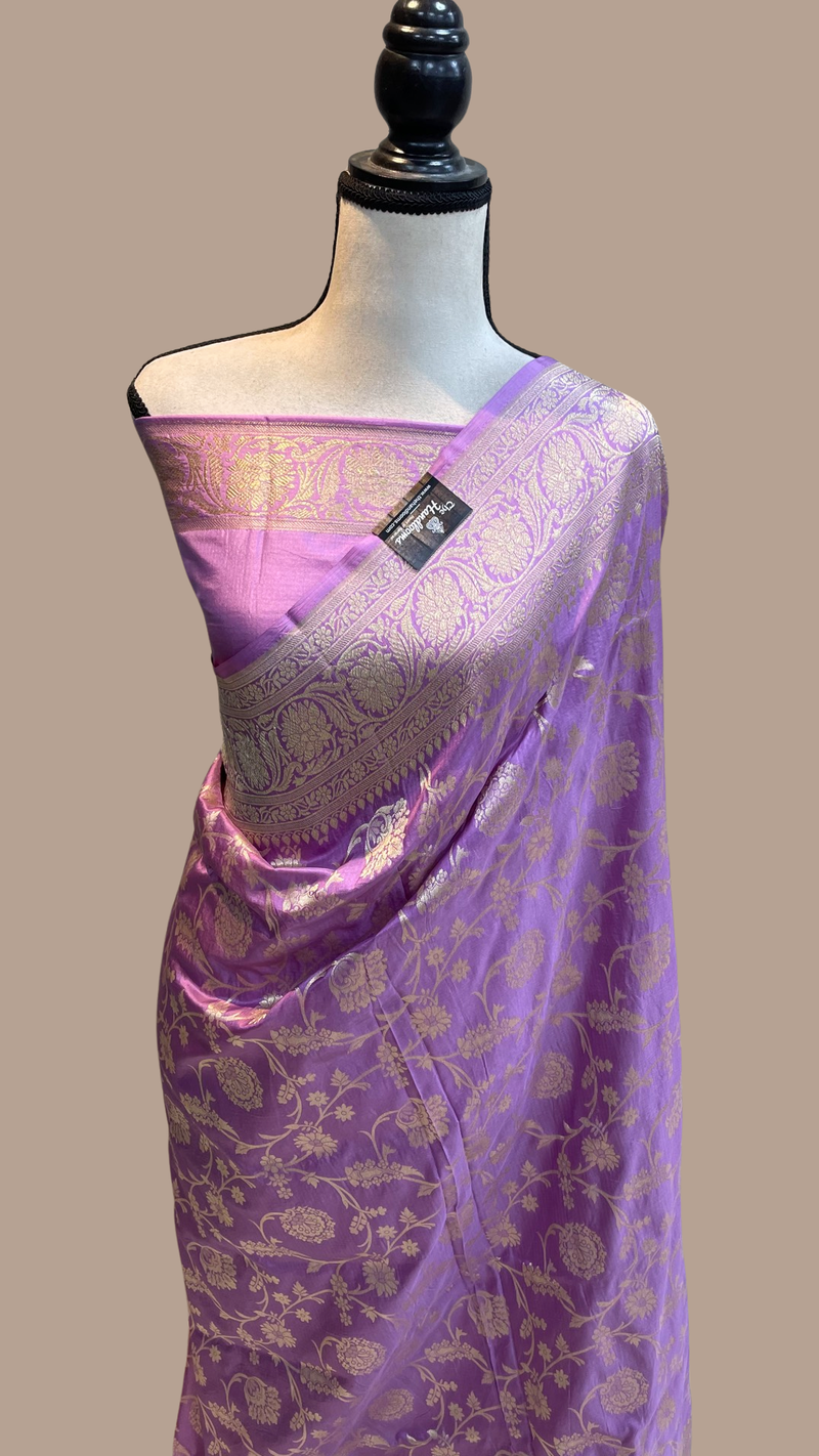 Pure Katan Silk Banarasi Handloom Saree - All Over Jaal Work - The Handlooms