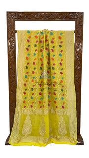 Khaddi Georgette Handloom Banarasi Saree - All over Jaal Work With Meenakari - The Handlooms
