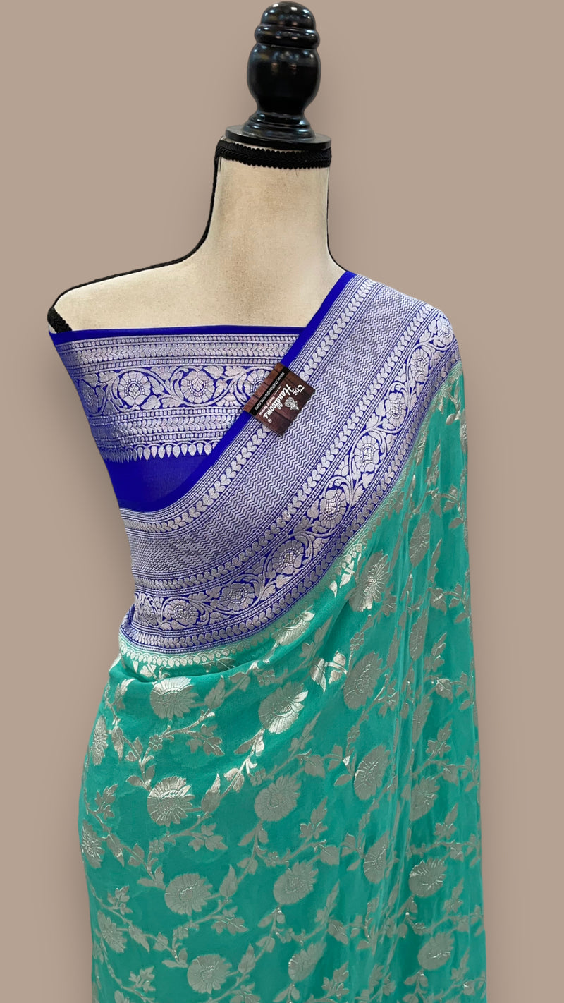Pure Khaddi Georgette Handloom Banarasi Saree - The Handlooms