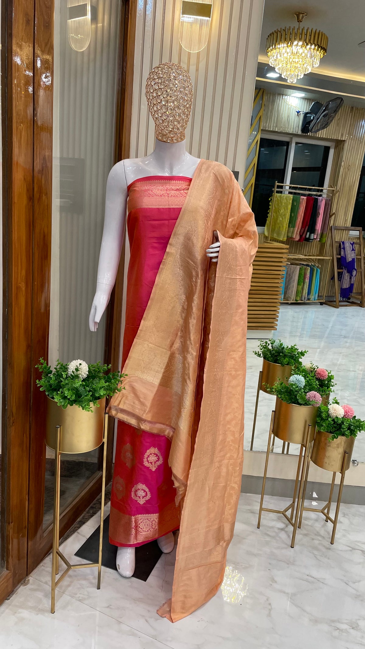 Pure Katan Silk Handlooms Banarasi Dress Material All Over Sona Roopa ...