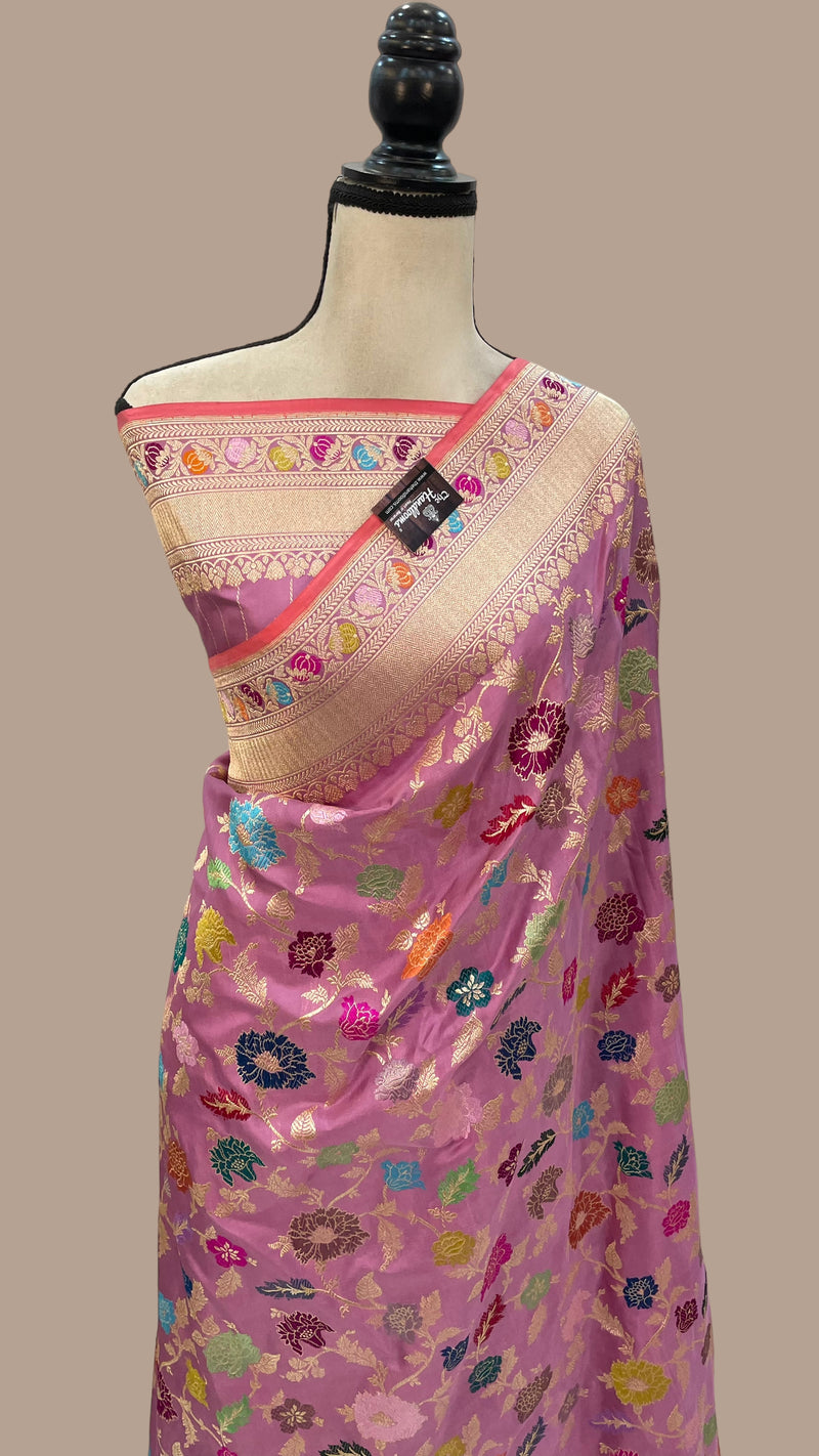 Ektara Pure Katan Silk Banarasi Handloom Saree - All over kadiyal Jaal work - The Handlooms