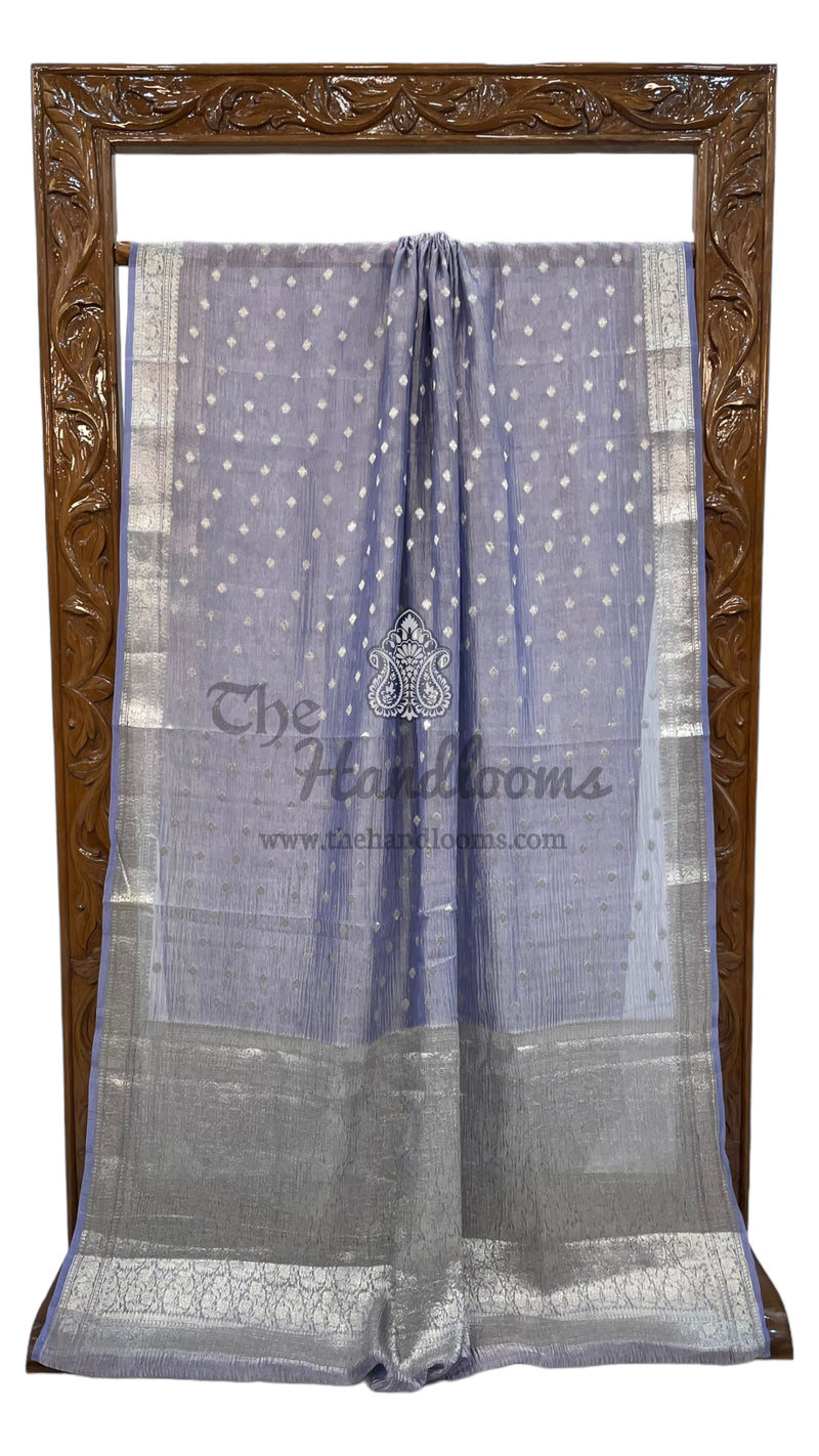 Pure Kora Tissue Crush Handloom Banarasi Saree - The Handlooms