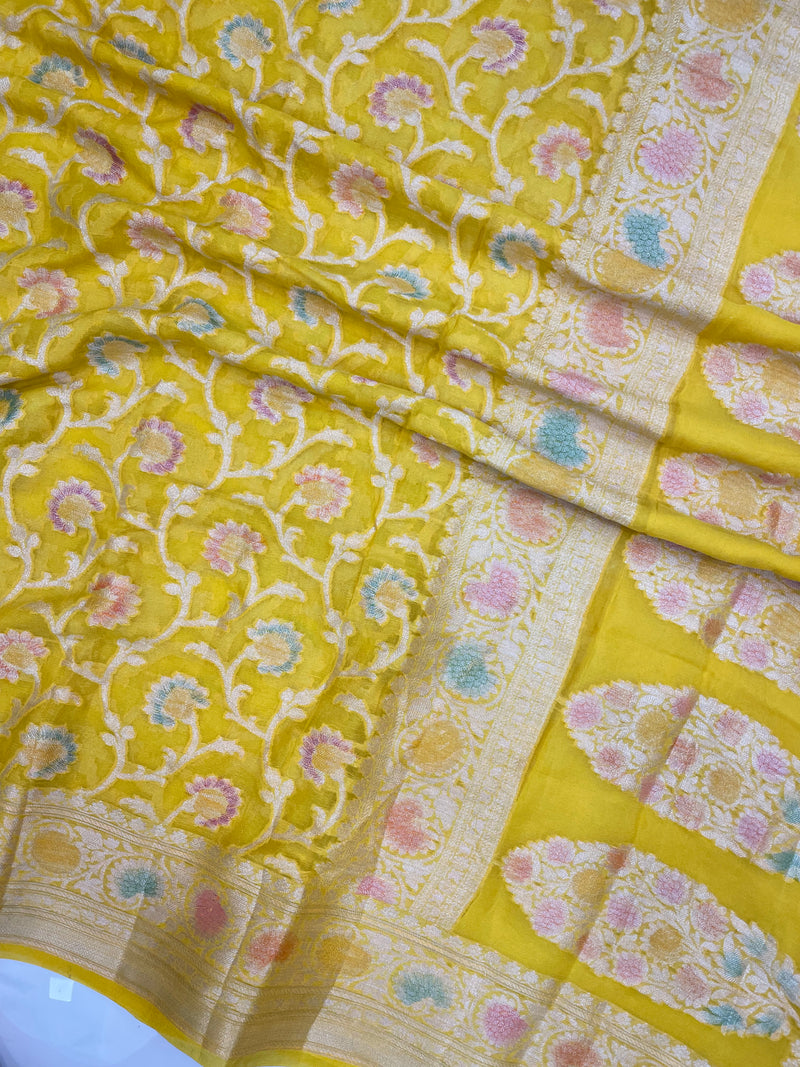 Pure Chiffon Khaddi Banarasi Saree - The Handlooms