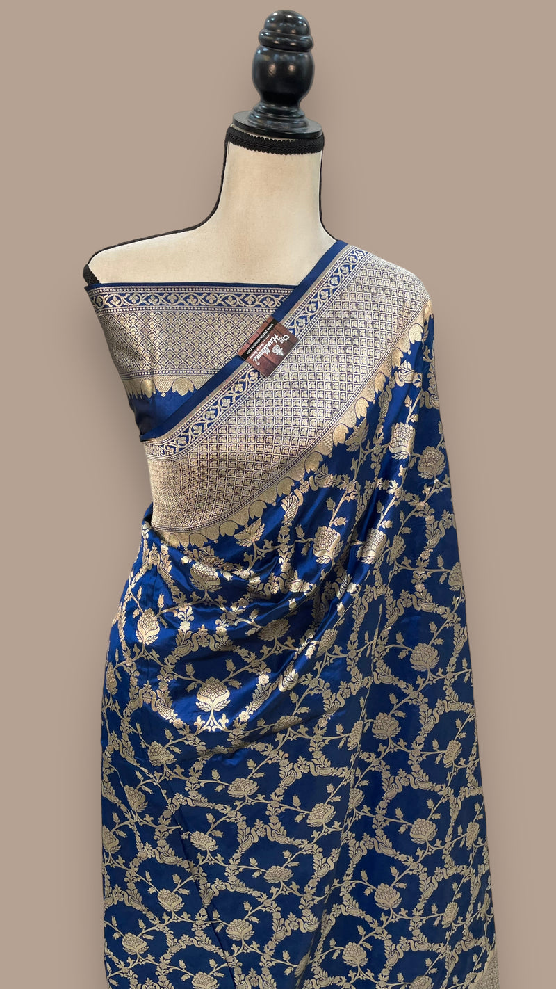 Pure Katan Silk Banarasi Handloom Saree - All Over Jaal Work - The Handlooms
