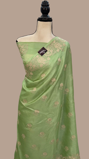 Tussar Silk Handloom Banarasi Saree With Chikankari - The Handlooms