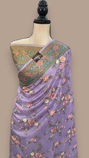 Tussar Silk Handloom Banarasi Saree With Chikankari - The Handlooms