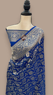 Pure Katan Silk Banarasi Handloom Saree - All Over Jaal Work - The Handlooms