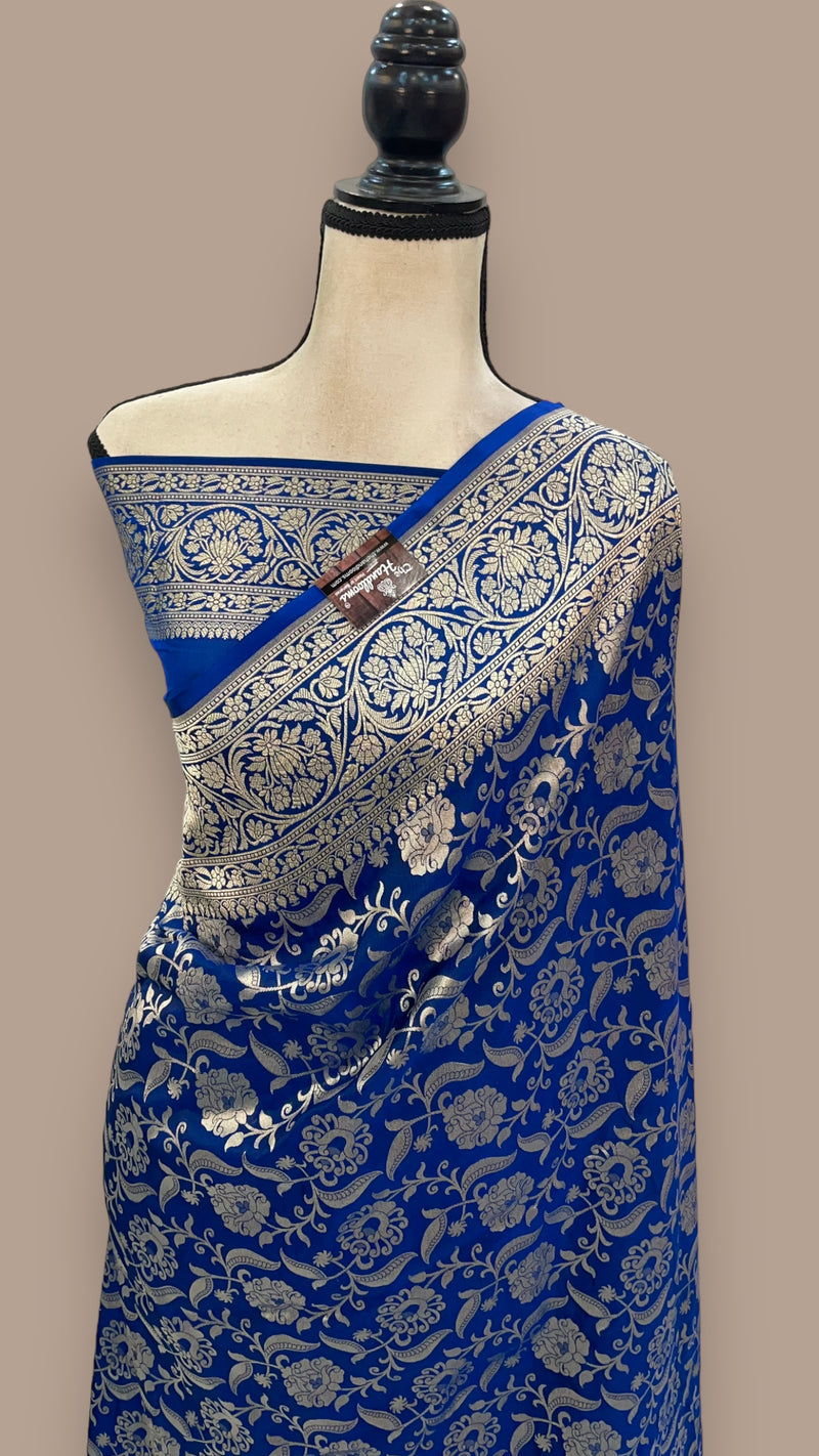 Pure Katan Silk Banarasi Handloom Saree - All Over Jaal Work - The Handlooms