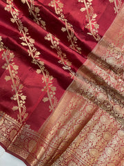 Pure Dupion Silk Banarasi Saree - Gold Zari - The Handlooms