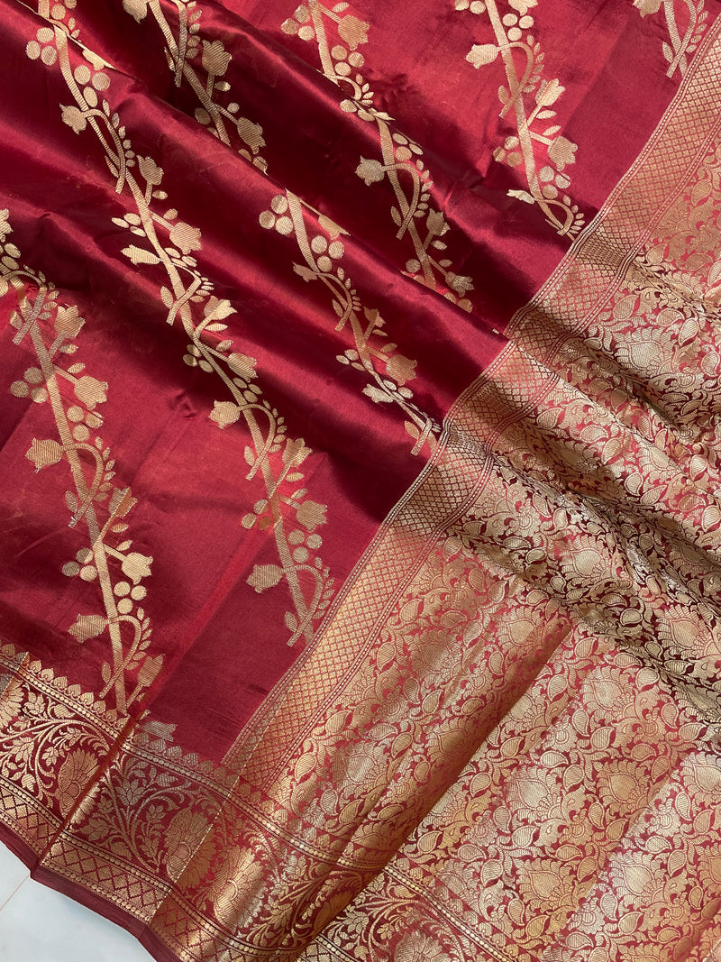 Pure Dupion Silk Banarasi Saree - Gold Zari - The Handlooms