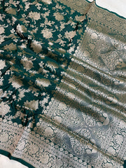 Pure Katan Silk Banarasi Handloom Saree - All Over Jaal Work - The Handlooms