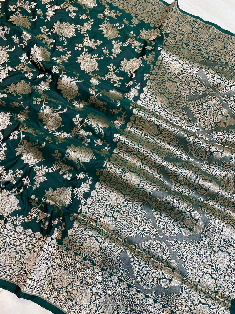 Pure Katan Silk Banarasi Handloom Saree - All Over Jaal Work - The Handlooms