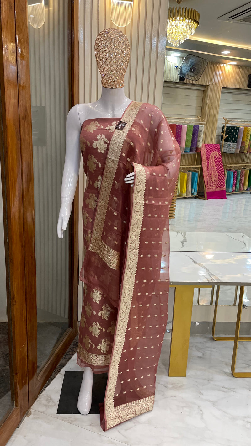 Khaddi Georgette Banarasi Dress material - The Handlooms