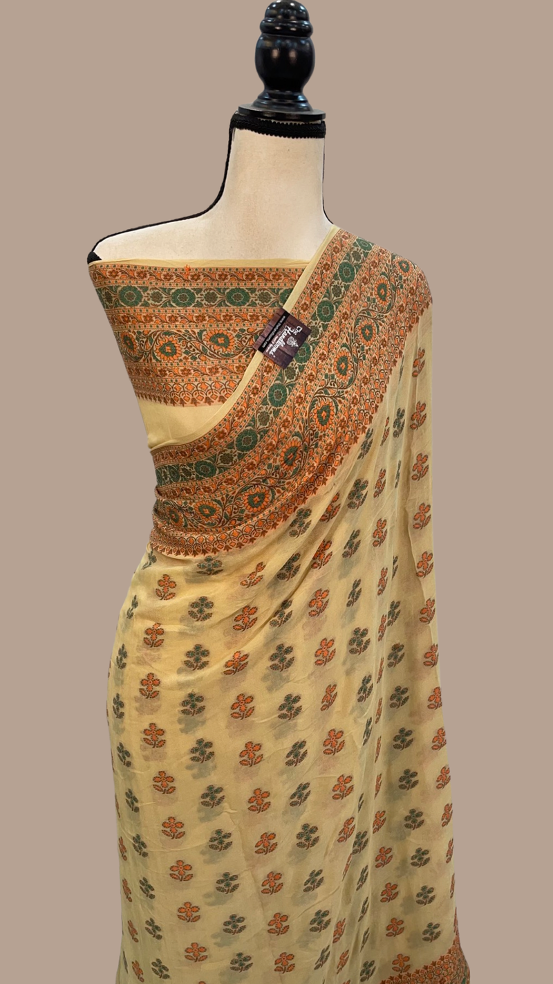 Pure Chiffon Khaddi Banarasi Saree - The Handlooms