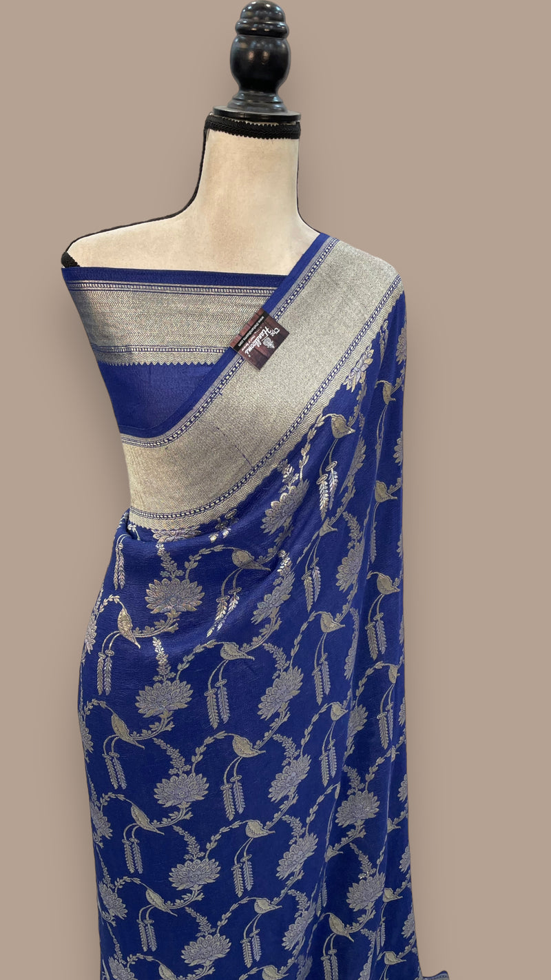 Tussar Georgette Handloom Banarasi Saree - The Handlooms